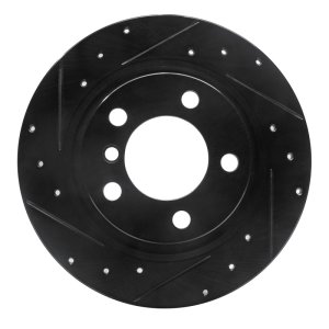 Mini Cooper Paceman Brake Rotor (1) - Rear Left - R1 Concepts - Drilled & Slotted - Black - `13-`16